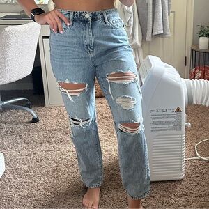 Blank NYC Ripped Light High Rise Blue Boyfriend Jeans